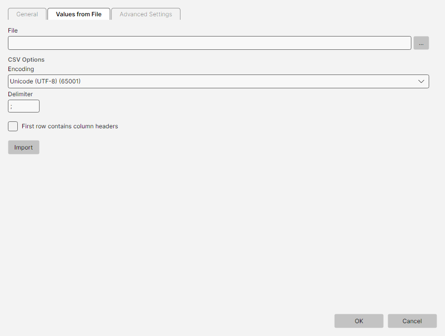 Import values from file