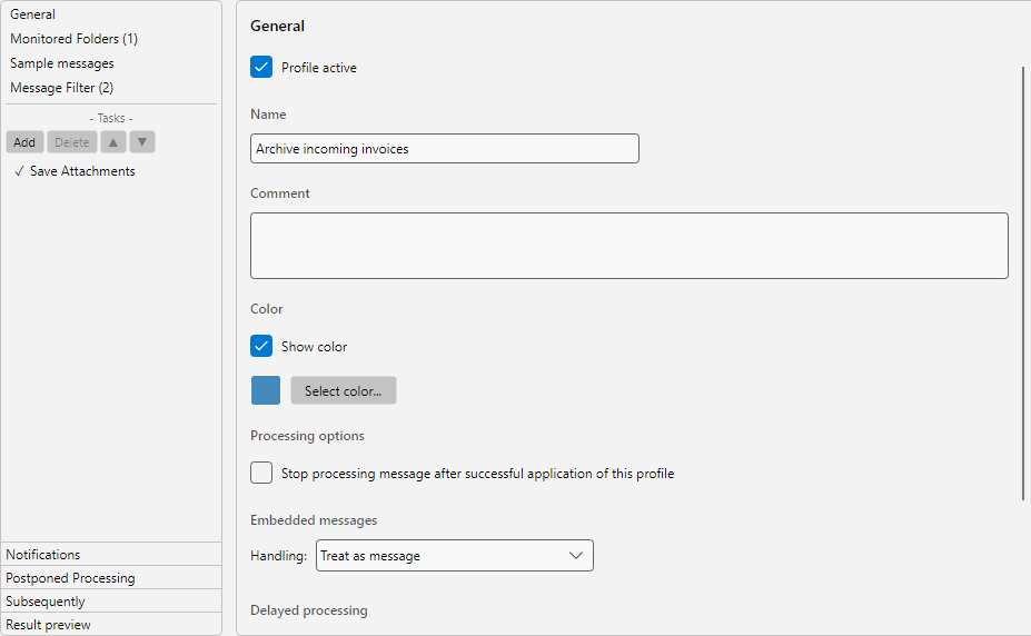 Profile settings - General