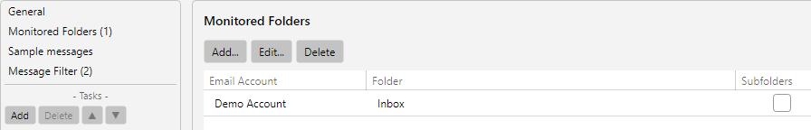 Monitored folders