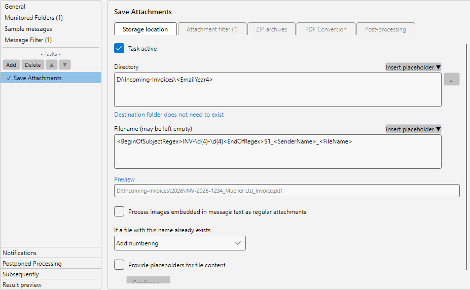 Regex placeholder in the file-name input field