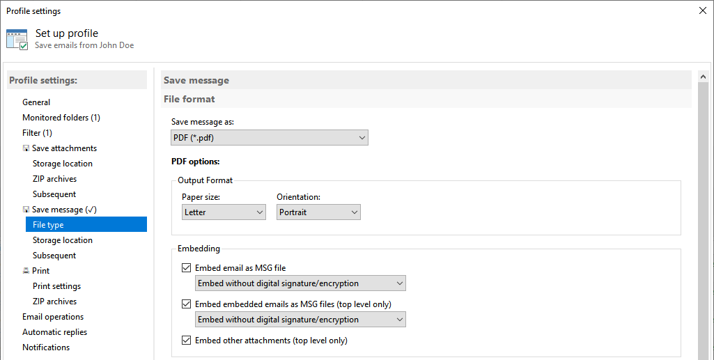 Select file format