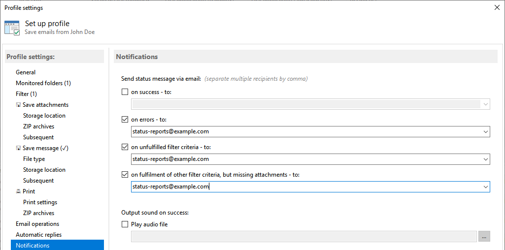 Outlook status report