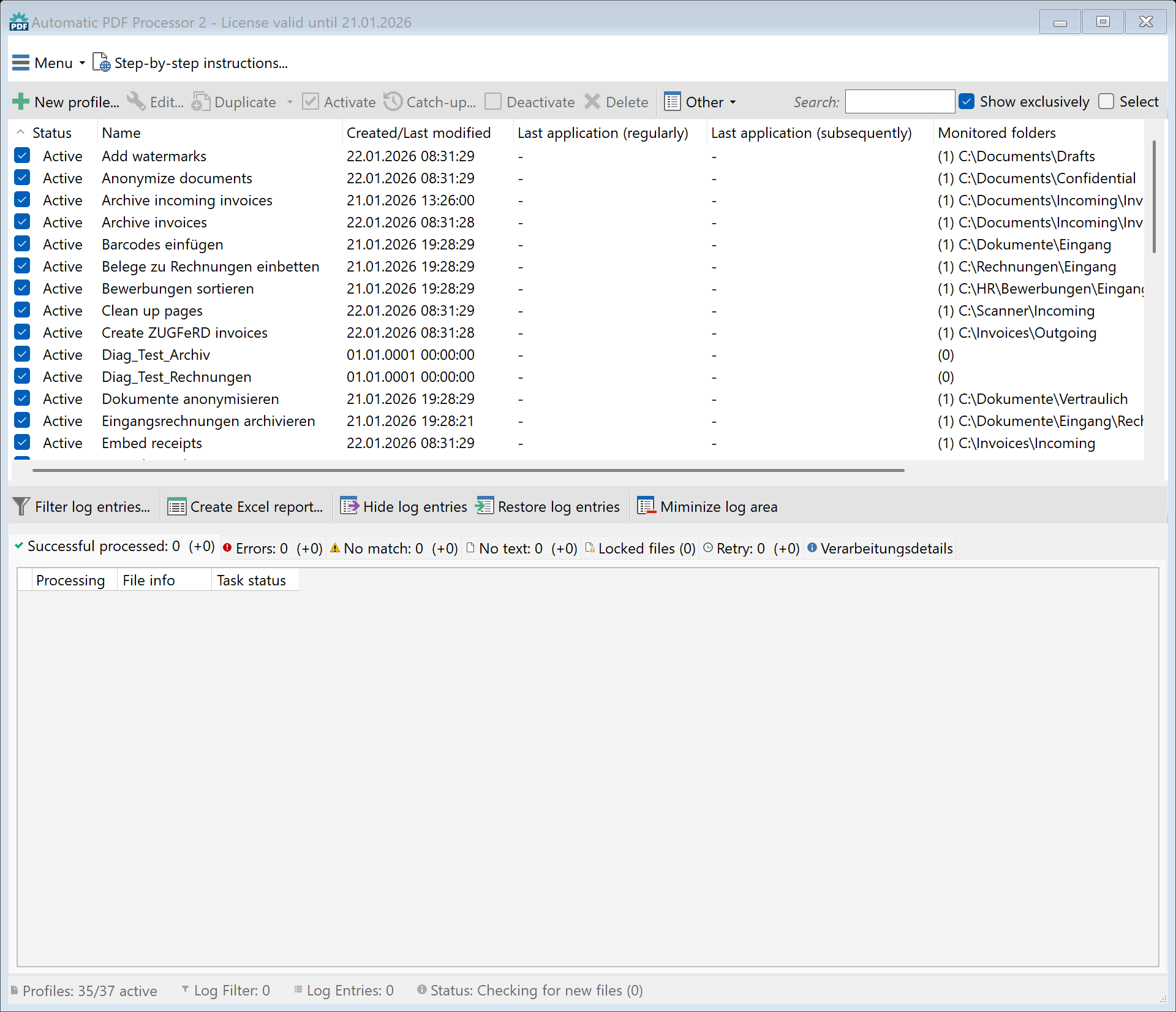 Main window overview