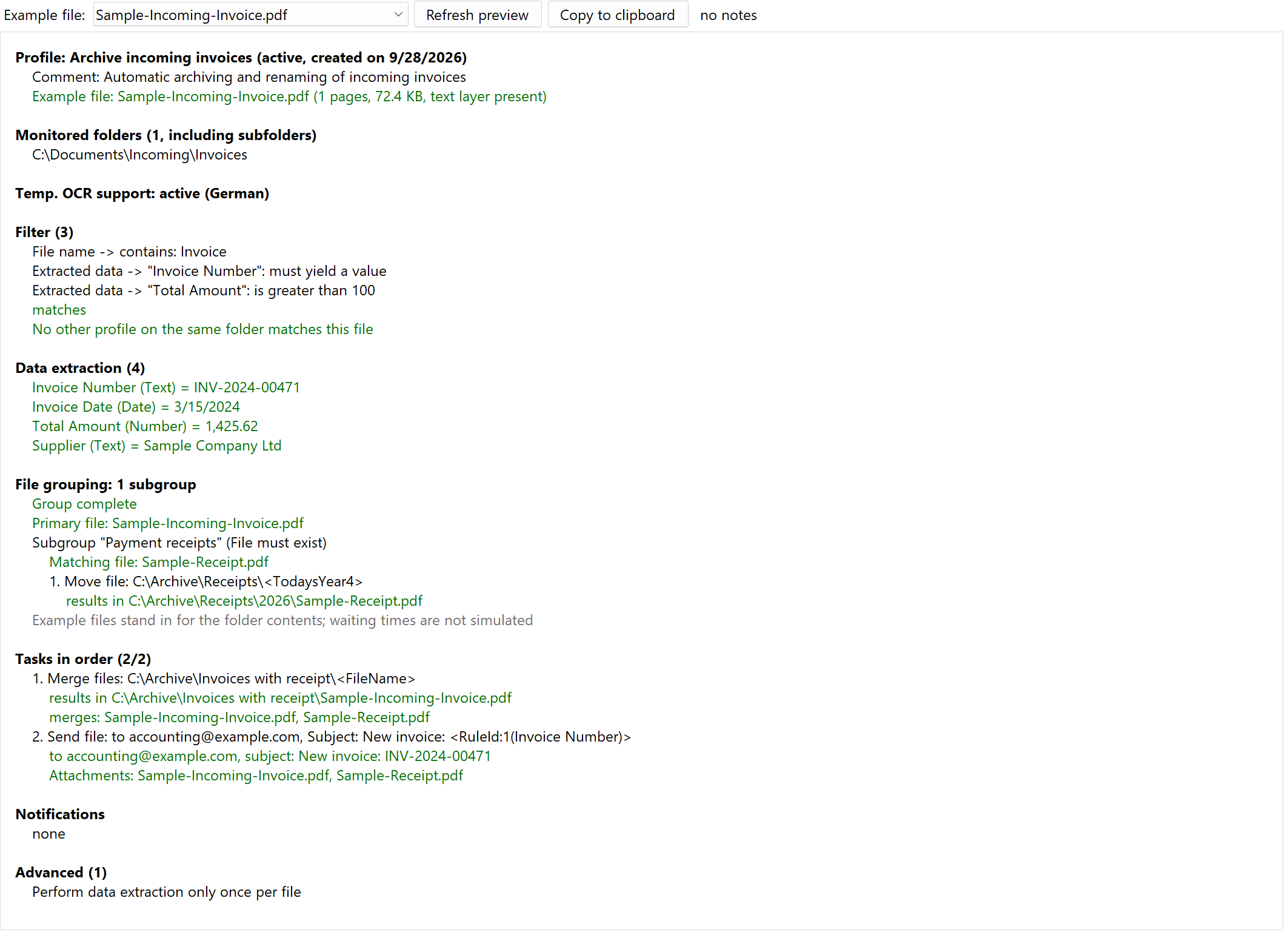 Overview with file grouping