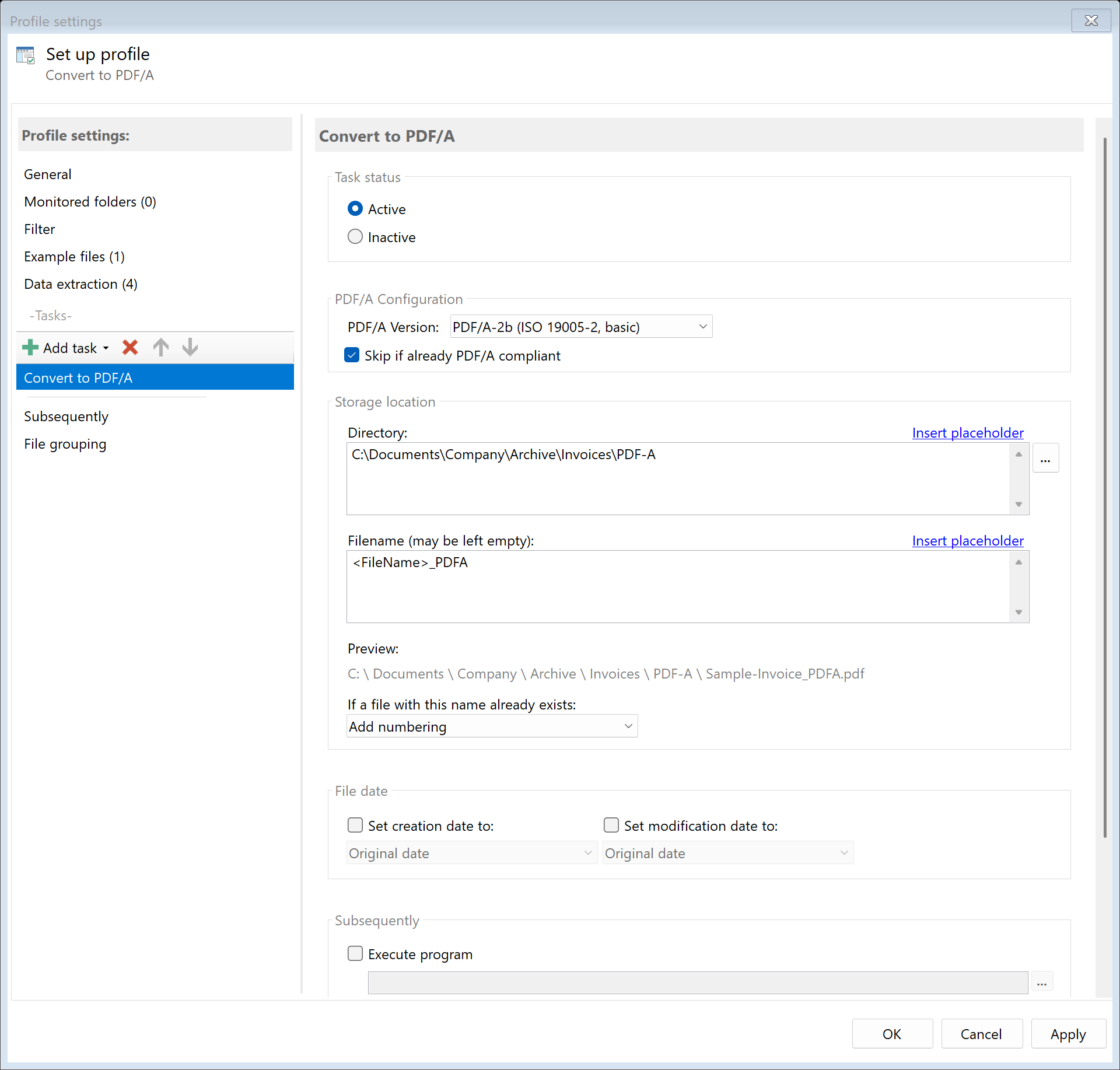 Task: Convert to PDF/A