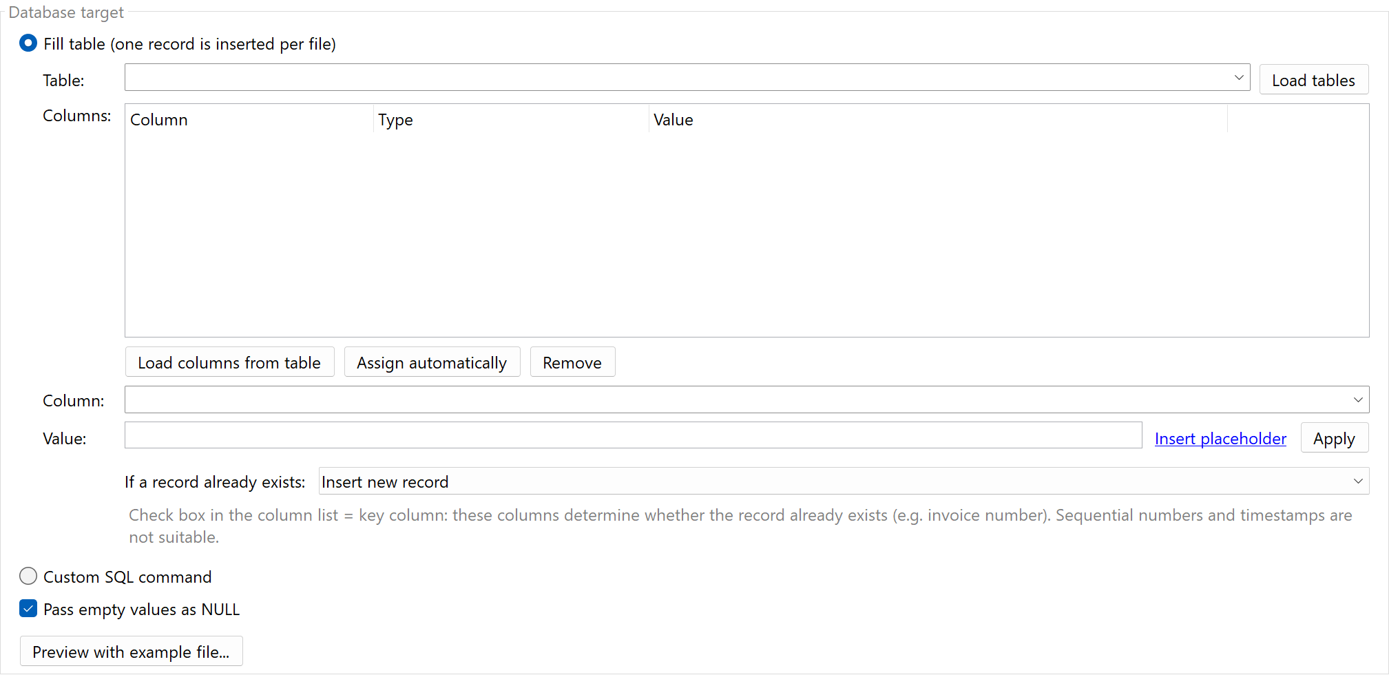 Database target
