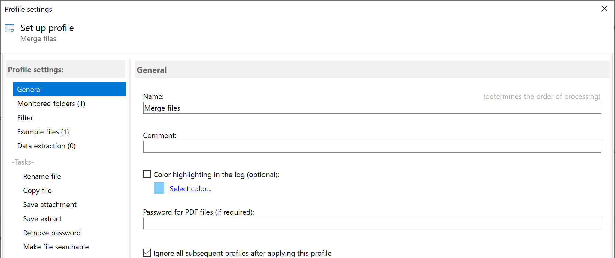 General profile settings