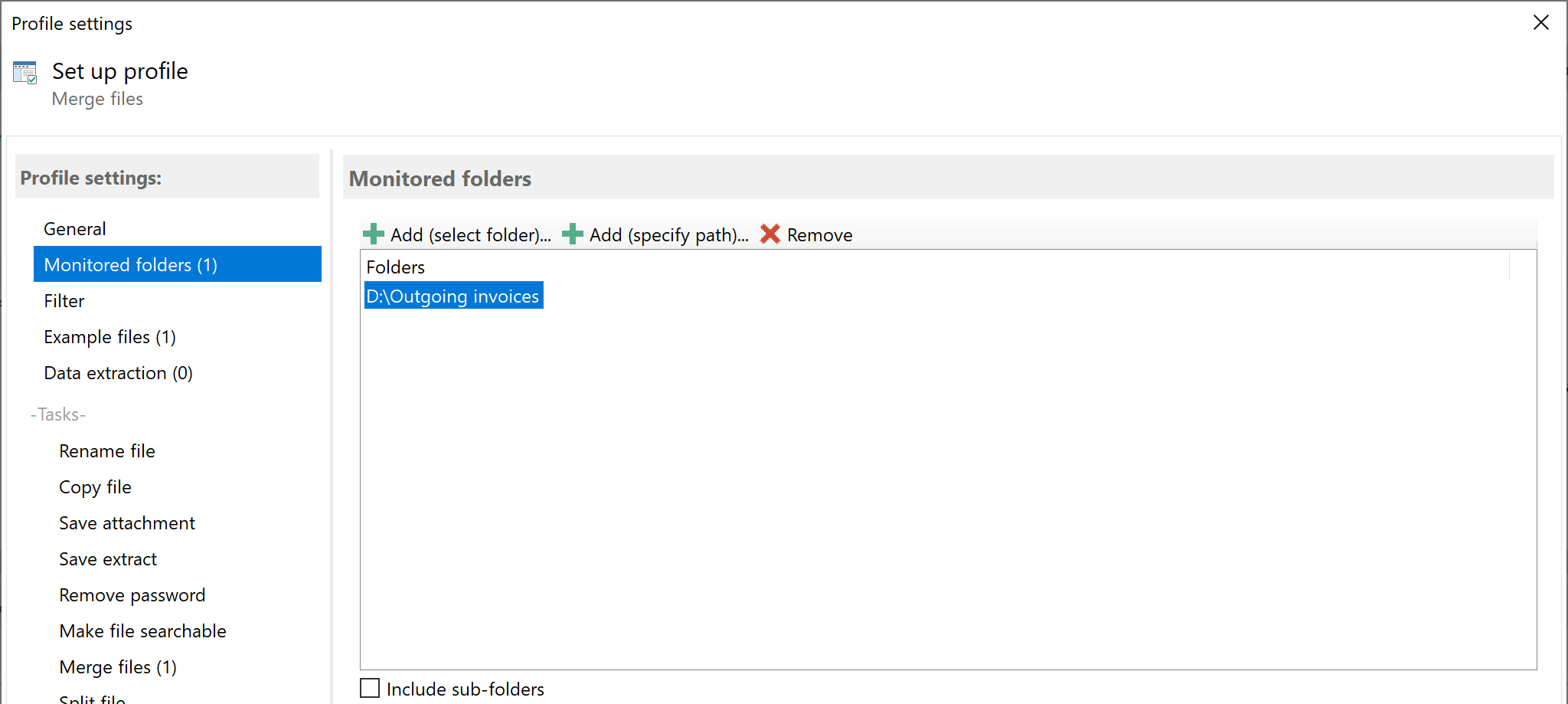 Select monitored folders
