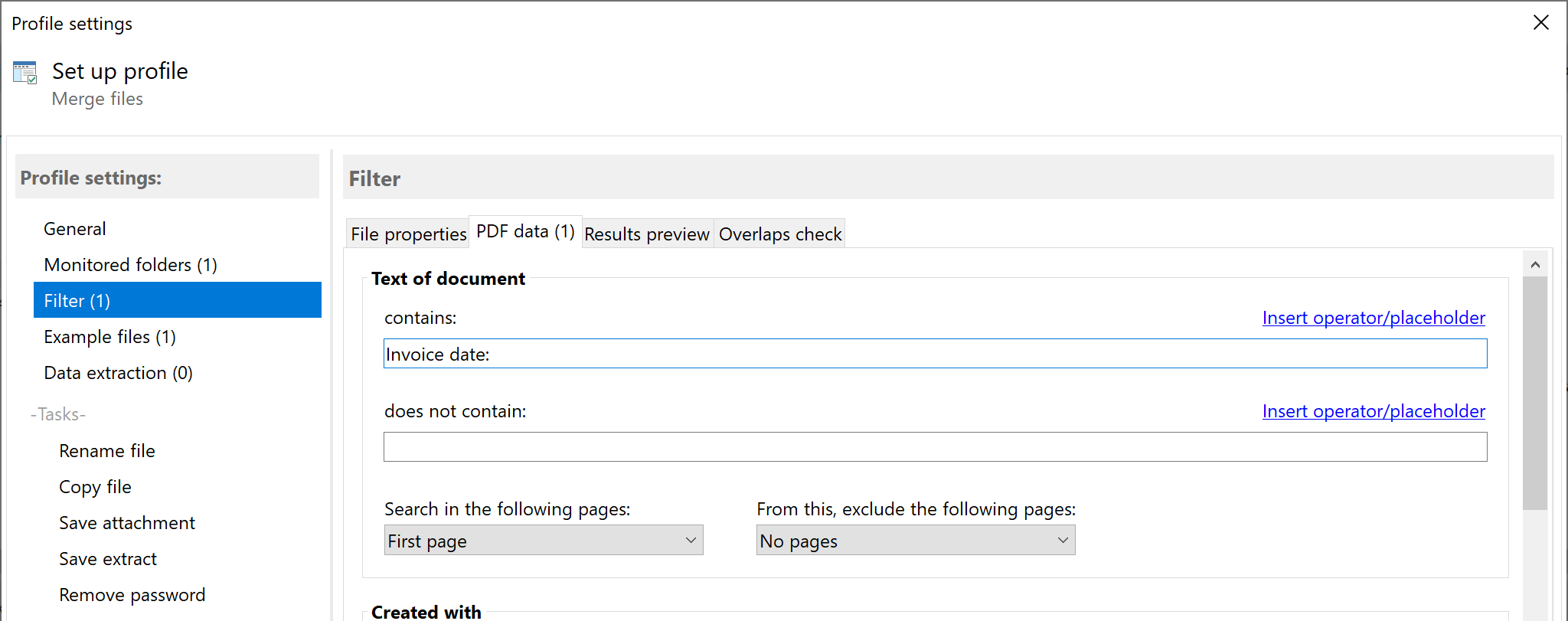 Set PDF document filters