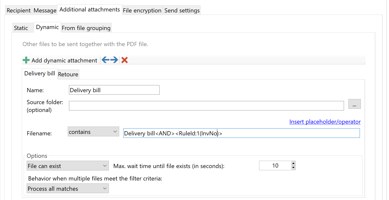 Specify dynamic attachments