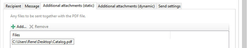 Specify static attachments