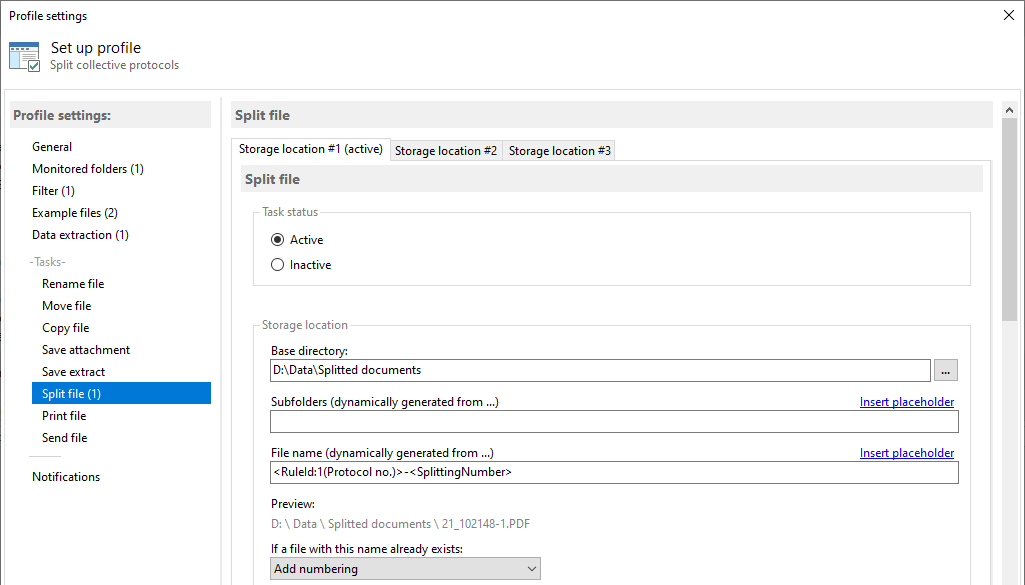 Storage location for single documents