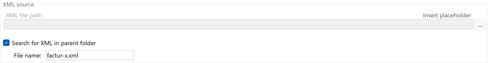 XML source configuration