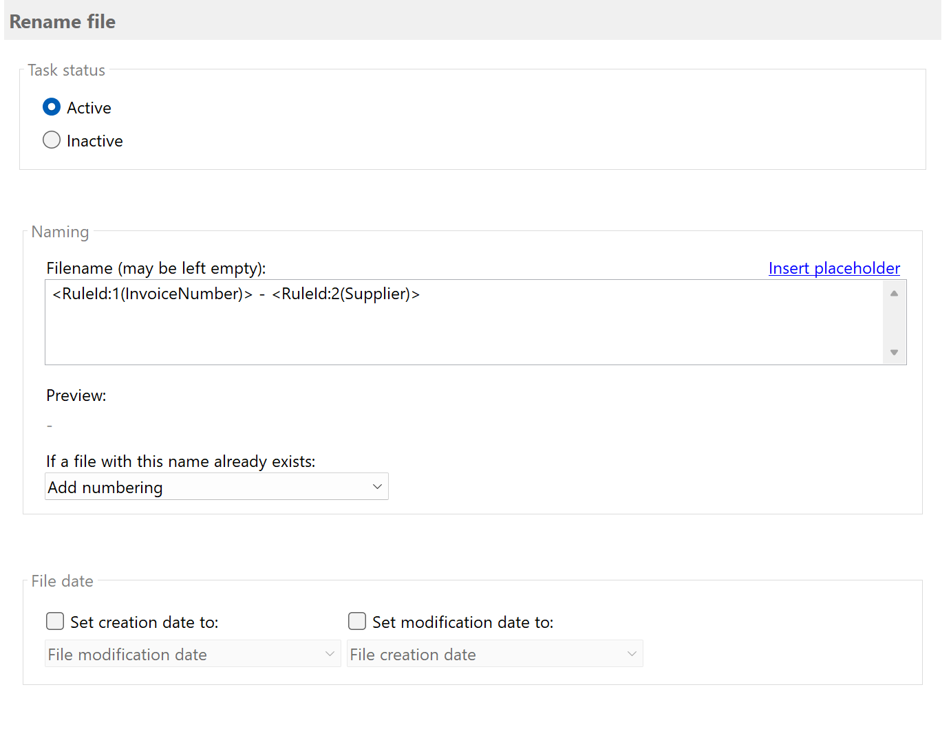 Configuration - rename PDF file