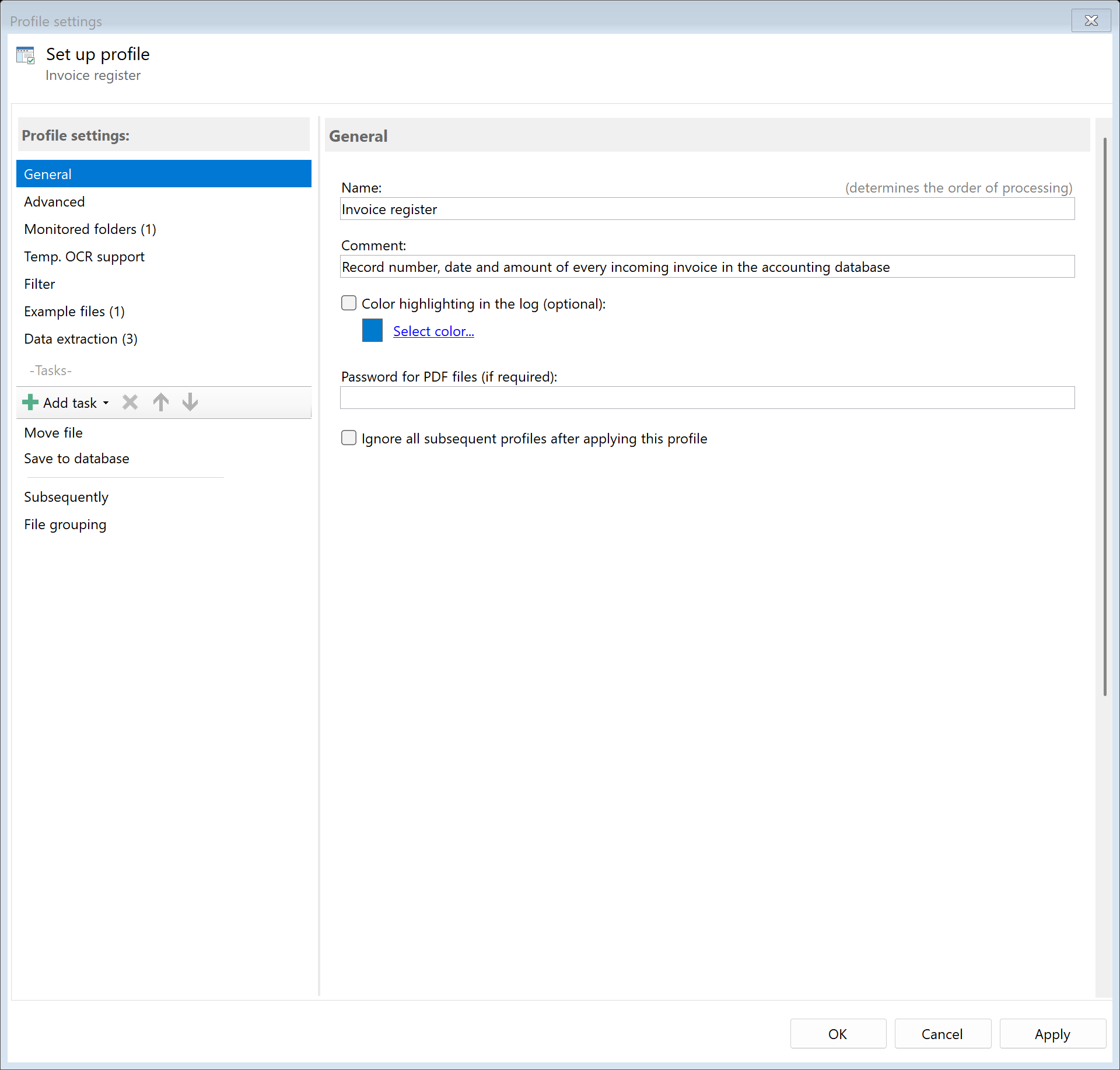 Profile Invoice register